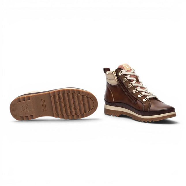 Pikolinos Women's Brown Leather Trainers Sneaker Winter Lace-up Boots - Vigo