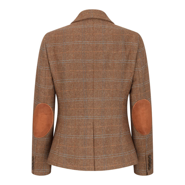 Women's Oak Brown 2 Piece Set Tweed Blazer Waistcoat in Herringbone Check