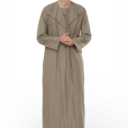 Men's Eid Beige Moroccan Thobe Robe Djellaba Ramadan Eid Jubba- HM10