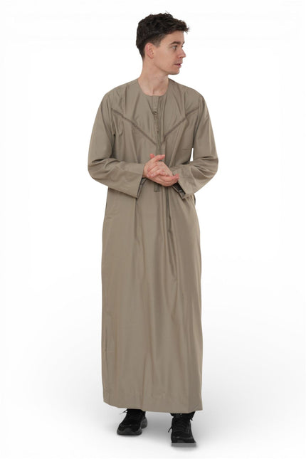 Men's Eid Beige Moroccan Thobe Robe Djellaba Ramadan Eid Jubba- HM10