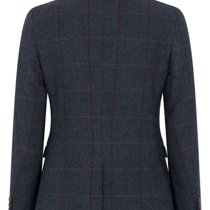 Women's Navy Tweed Tailored Fit Formal Blazer