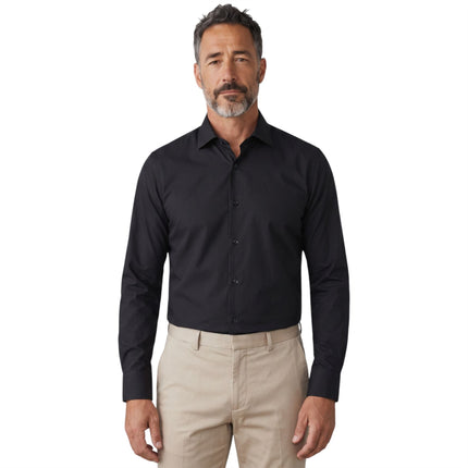 Men's Black Slim Fit Long Sleeve Formal Plain Dress Shirt - JP
