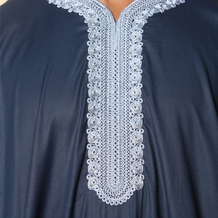 Men's Blue Moroccan Thobe Jubba Robe Eid Djellaba Gandoura