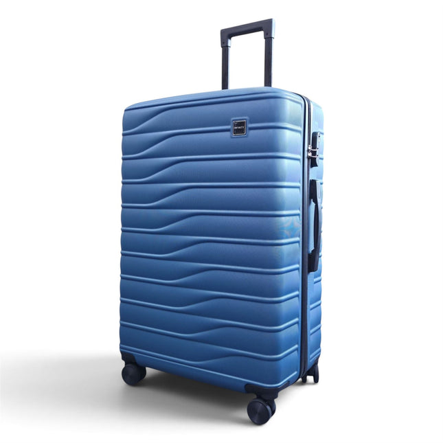 Hardshell Blue Suitcase Set Robust 8 Wheel Luggage Cabin Case Bag