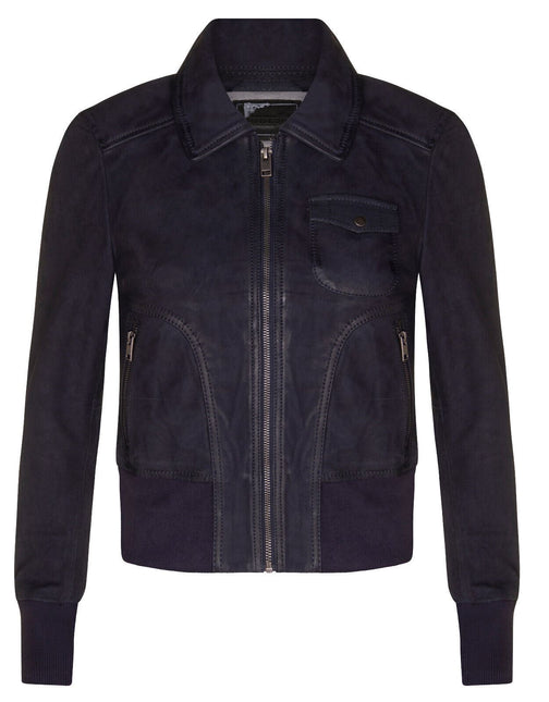 Womens Leather MA-1 Varsity Jacket-Ann Arbor