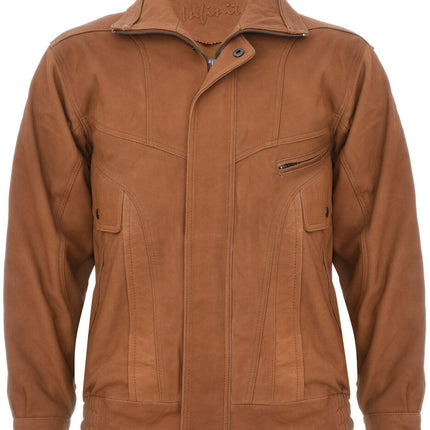 Mens Classic Harrington Bomber Leather Jacket-Minsk