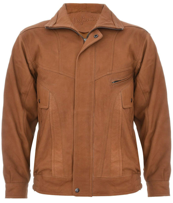 Mens Classic Harrington Bomber Leather Jacket-Minsk