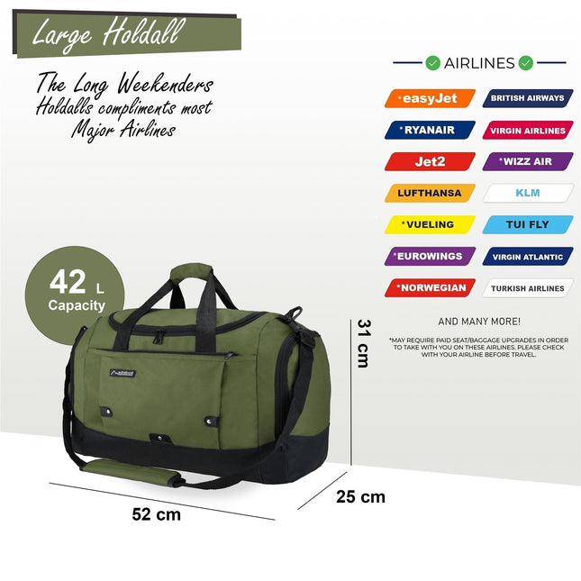 Large Duffel Weekend Holdall Carry-On Cabin Bag Gym Sports Travel Bag