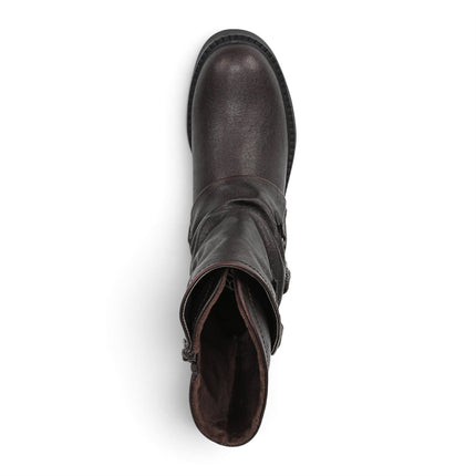 Blowfish Malibu Women's Wine Faux Leather Mid-Calf Biker Boots - Venice-2