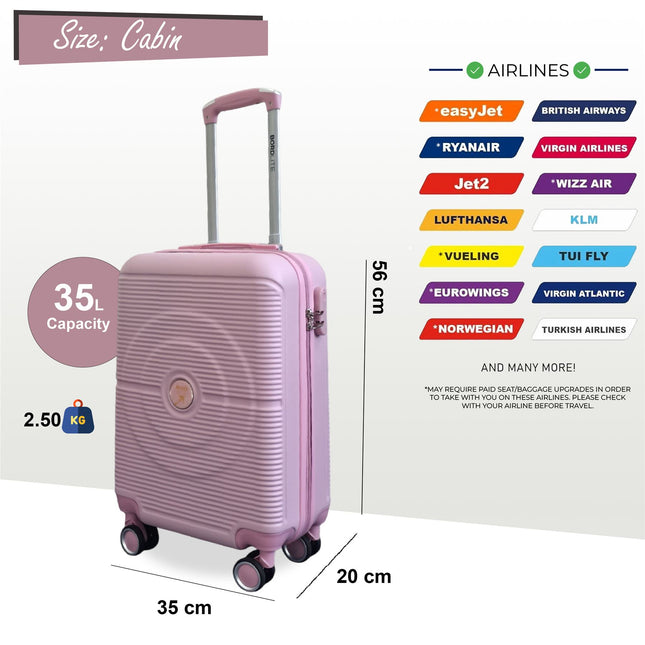Robust ABS Hard Shell 8 Wheels Luggage Travel Holiday Cabin Suitcase Set