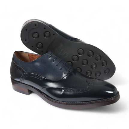 Justin Reess Men's Blue Patent Leather Brogue Formal Shoes - Harry