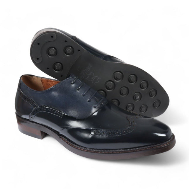 Justin Reess Men's Blue Patent Leather Brogue Formal Shoes - Harry