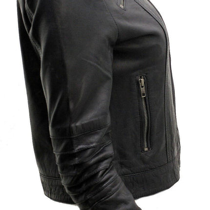 Womens Leather Biker Jacket-Konya