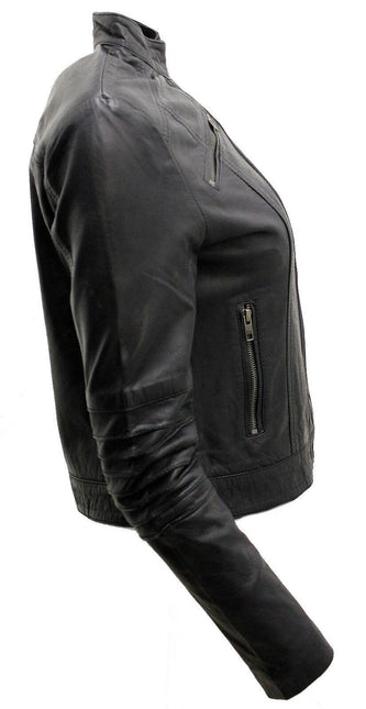 Womens Leather Biker Jacket-Konya