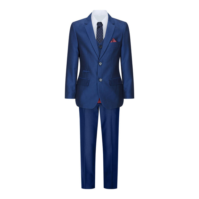 Boys 3 Piece Shiny Royal Blue Classic Suit