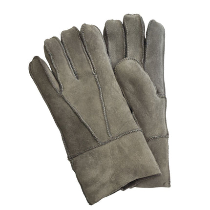Infinity Leather Unisex Grey Sheepskin Suede Gloves with Roll Up/Down Cuff
