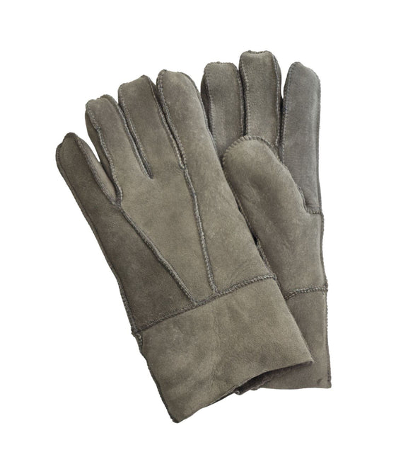Infinity Leather Unisex Grey Sheepskin Suede Gloves with Roll Up/Down Cuff