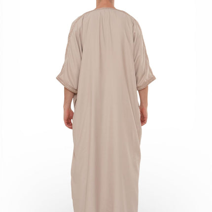Men's Salmon Moroccan Thobe Robe Djellaba Gandoura Eid Jubba- HM66
