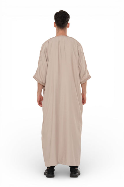 Men's Salmon Moroccan Thobe Robe Djellaba Gandoura Eid Jubba- HM66
