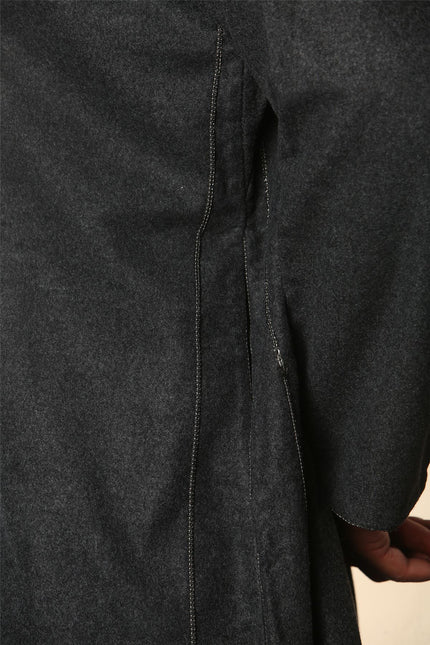 Men's Black Hooded Moroccan Thobe Djellaba Jubba Robe Eid