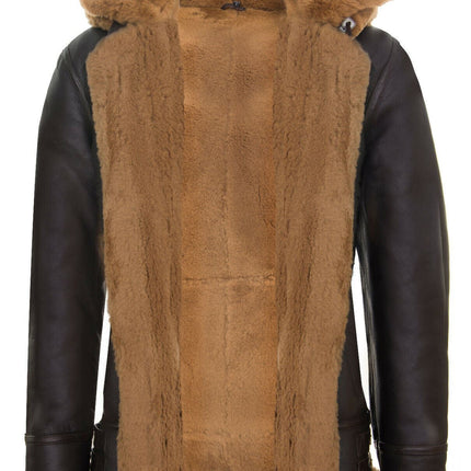 Mens Hooded Sheepskin Leather B3 Flying Jacket-Columbus