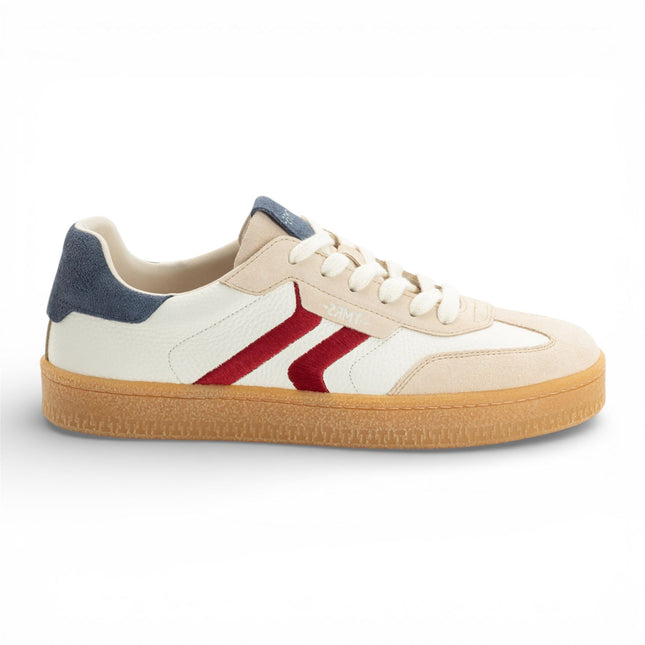 Tamaris Men's Off White Leather Red Stripe Trainer Sneaker Shoes