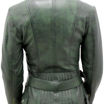 Womens Long Leather Biker Jacket-Quito