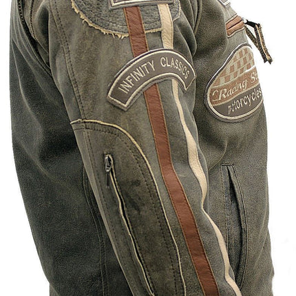 Mens Racing Leather Biker Jacket-Portland