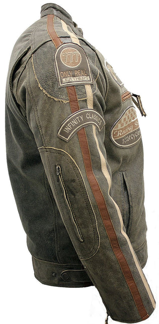 Mens Racing Leather Biker Jacket-Portland