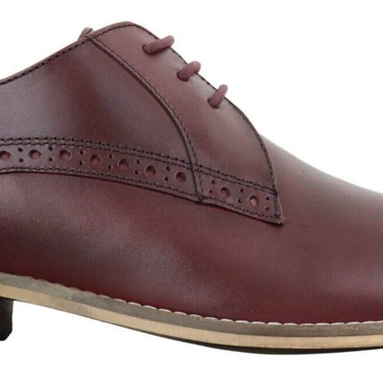 Mens Classic Oxford Brogue Derby Shoes In Cherry Leather