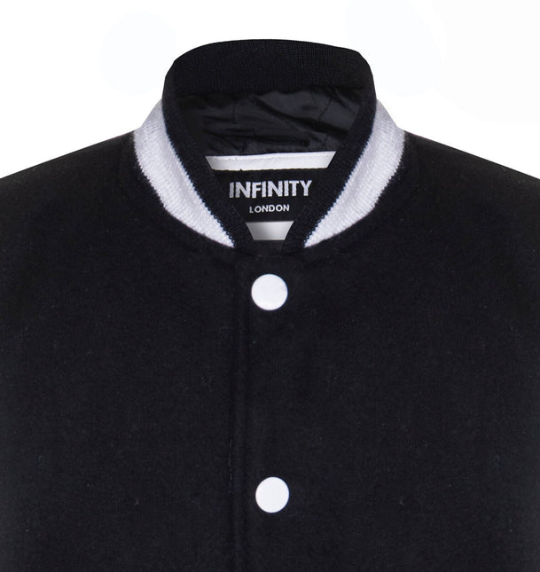 Kids Varsity Bomber Jacket with Real Leather Sleeves