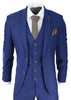Mens 3 Piece Royal Blue Birdseye Classic Suit