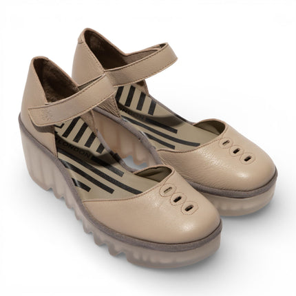 Fly London Women's Taupe BISO305FLY Suede Leather Wedge Sandals