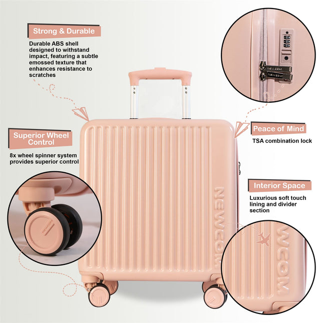 Hard Shell Cabin 44 x 22 x 38 cm TSA Secure Luggage Suitcase Suitable for Easyjet, Ryanair
