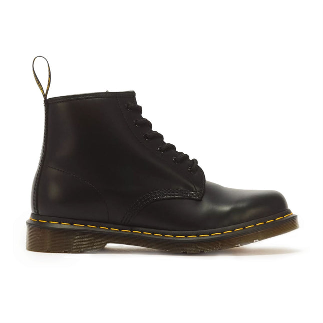 Dr Martens 101 Yellow Stitch Black Leather 6-Eye Ankle Boots - 26230001