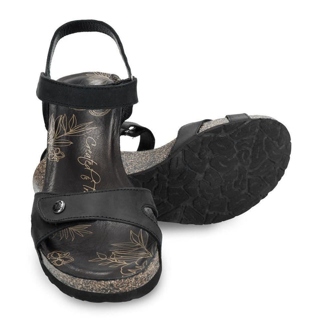 Women's Julia B1 Wedge Black Leather Sandals