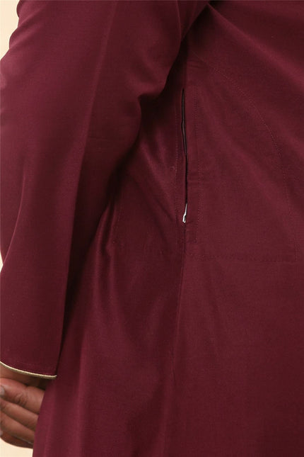 Men's Ramadan Burgundy Red Moroccan Thobe Robe Emirati Eid Jubba- TT-003