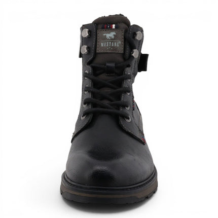 Mustang Men's Black Faux Leather Winter Lace-Up Ankle Boots - M0021001