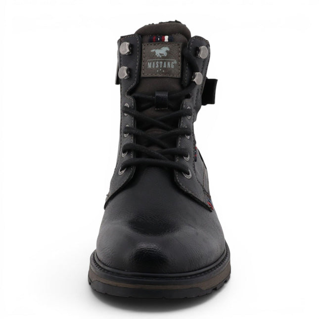 Mustang Men's Black Faux Leather Winter Lace-Up Ankle Boots - M0021001