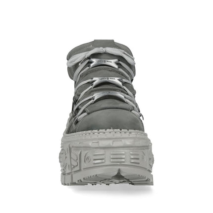 New Rock M-106Wall-C63 Grey Leather Urban Gothic Ankle Boots