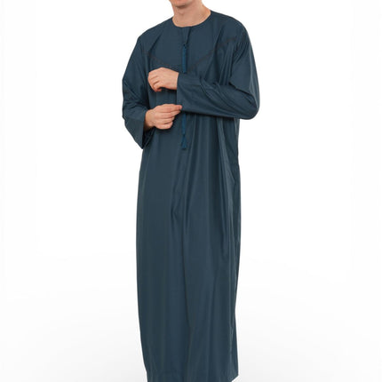 Men's Ramadan Eid Blue Moroccan Jubba Robe Djellaba Thobe - TT-008