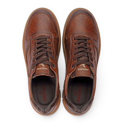 Pikolinos Men's Brown Leather Sneaker Trainers Lace-Up Sports Shoes - Salinas