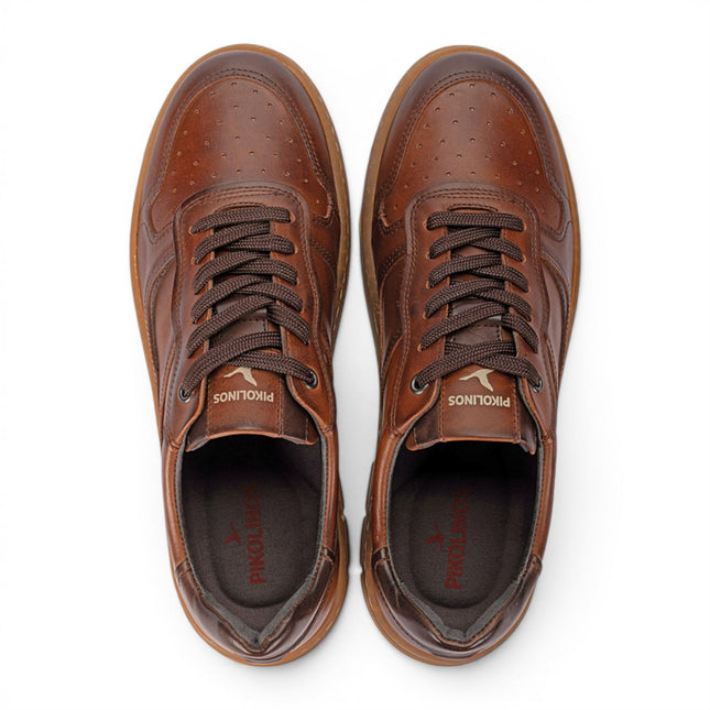 Pikolinos Men's Brown Leather Sneaker Trainers Lace-Up Sports Shoes - Salinas