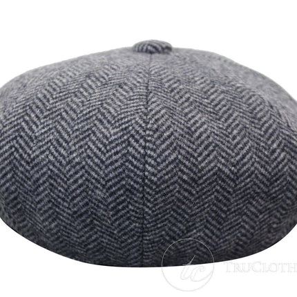 Mens Peaky Blinders Grey Tweed Gatsby Flat Baker Hat