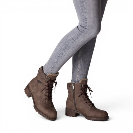Tamaris Women’s Taupe Warm Lace-Up Winter Outdoor Ankle Boots - 26266-43