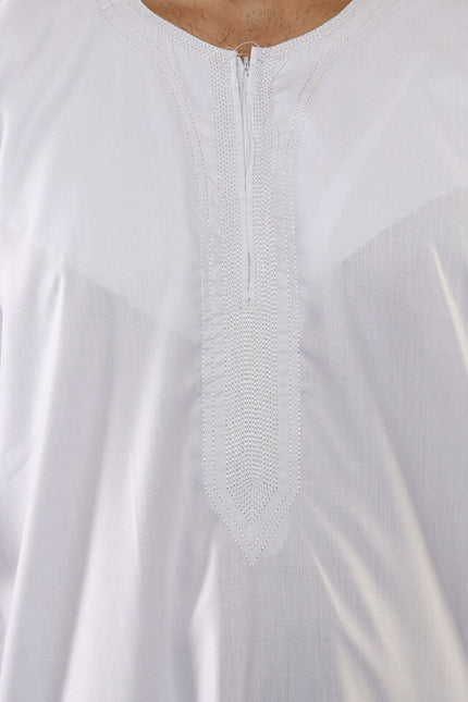 Mens White Thobe Jubba Islamic Arab Moroccan Saudi Zipped Kaftan Arab Robe