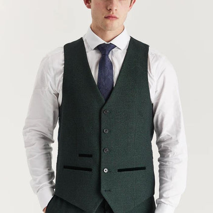 Men's Green Suit Waistcoat Prince Of Wales Formal Waistcoat