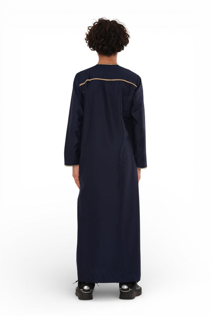 Kids Boys Ramadan Navy Blue Moroccan Thobe Robe Emirati Eid Jubba- TT-003
