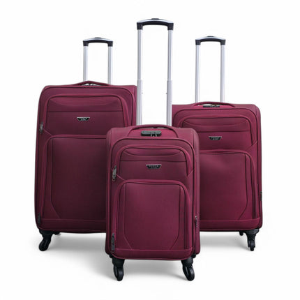 Soft Shell Lightweight Nylon Suitcase Set 4 Wheel Travel Case Holiday Bags