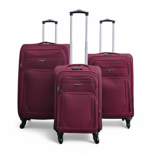 Soft Shell Lightweight Nylon Suitcase Set 4 Wheel Travel Case Holiday Bags